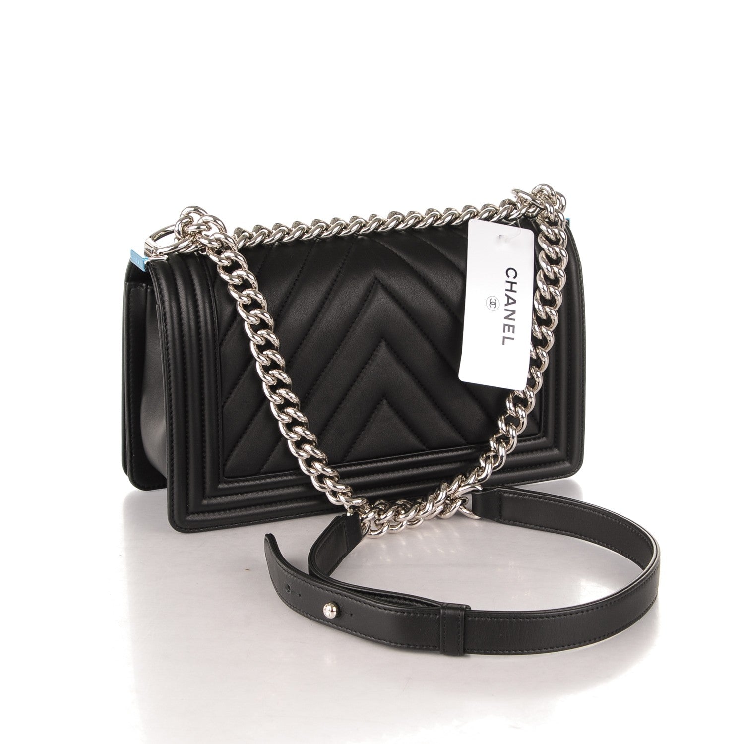 Chanel Calfskin Chevron Quilted Medium Boy Flap Black 3 of 7