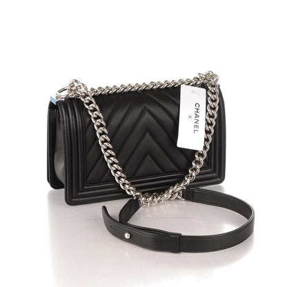 Chanel Calfskin Chevron Quilted Medium Boy Flap Black 3 of 7