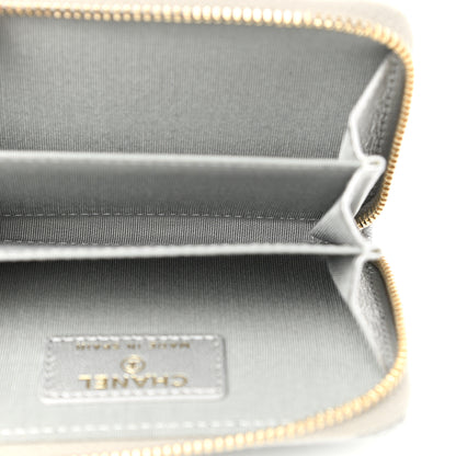 Chanel Metallic Goatskin Quilted Chanel 19 Zip Around Coin Purse Wallet Silver 8 of 15