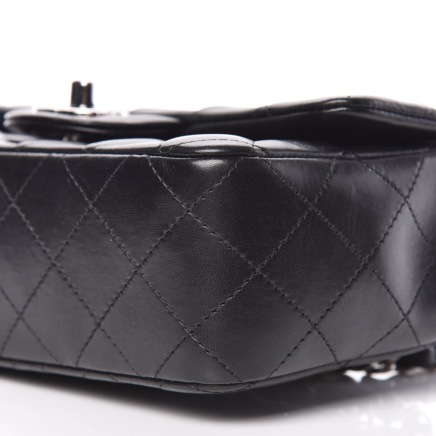 Lambskin Quilted Mini Rectangular Flap Black