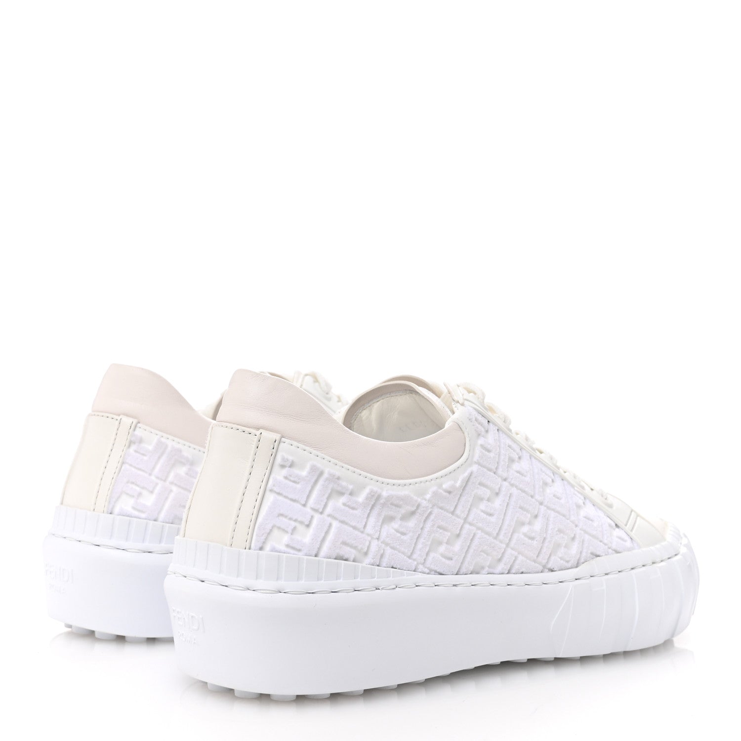 Fendi Velvet FF Calfskin Womens Fendi Force Low Top Sneakers 39.5 White 5 of 10