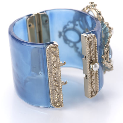 Chanel Resin Gripoix Pearl CC Cuff Blue 4 of 6