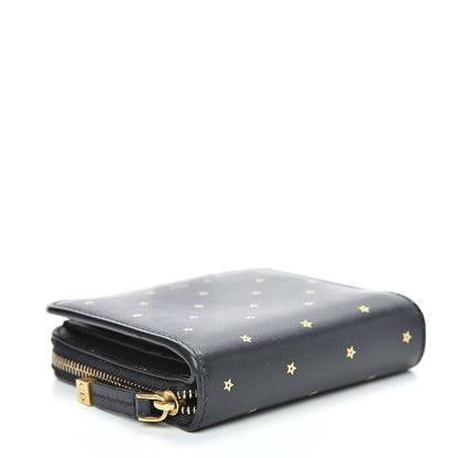 Christian Dior Calfskin Stars Voyageur French Wallet Black 3 of 8