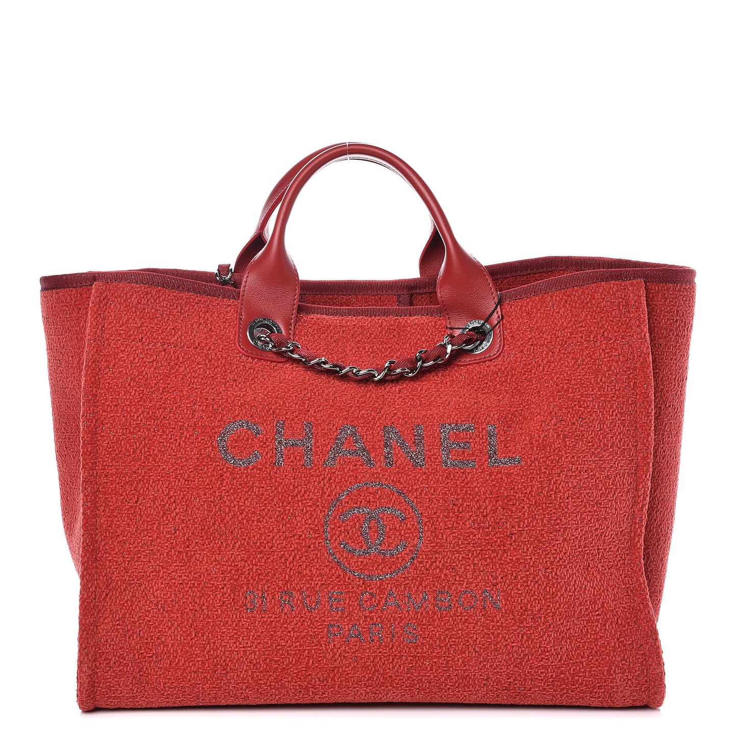 Lurex Boucle Large Deauville Tote Red
