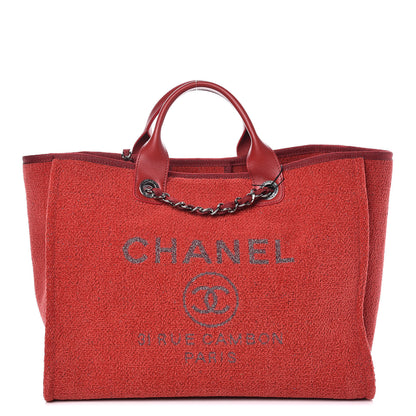 Chanel Lurex Boucle Large Deauville Tote Red 1 of 10