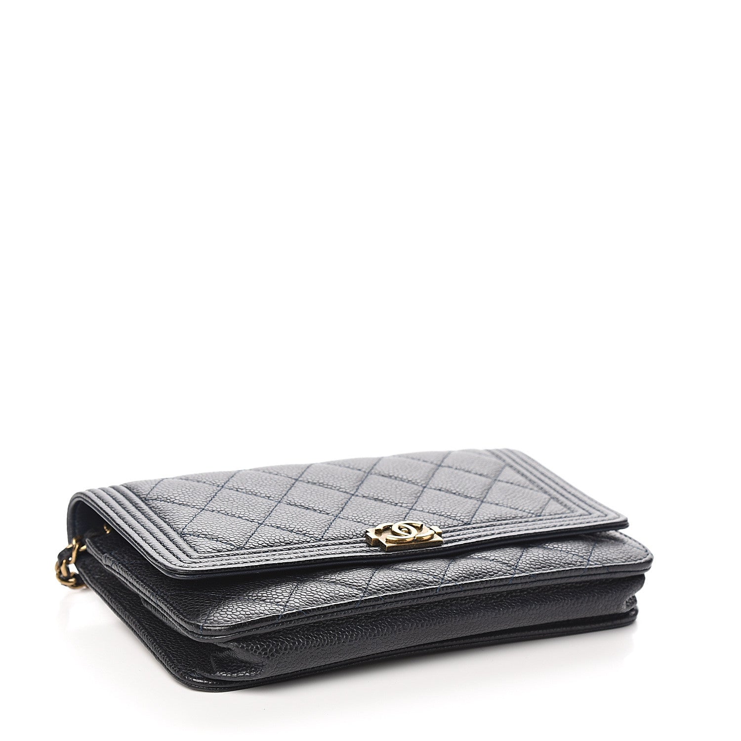 Chanel Caviar Quilted Boy Wallet On Chain WOC Navy 3 of 11