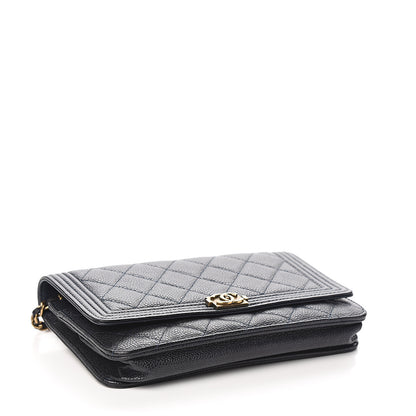 Chanel Caviar Quilted Boy Wallet On Chain WOC Navy 3 of 11