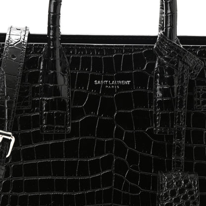 Saint Laurent Calfskin Crocodile Embossed Nano Sac De Jour Black 7 of 9