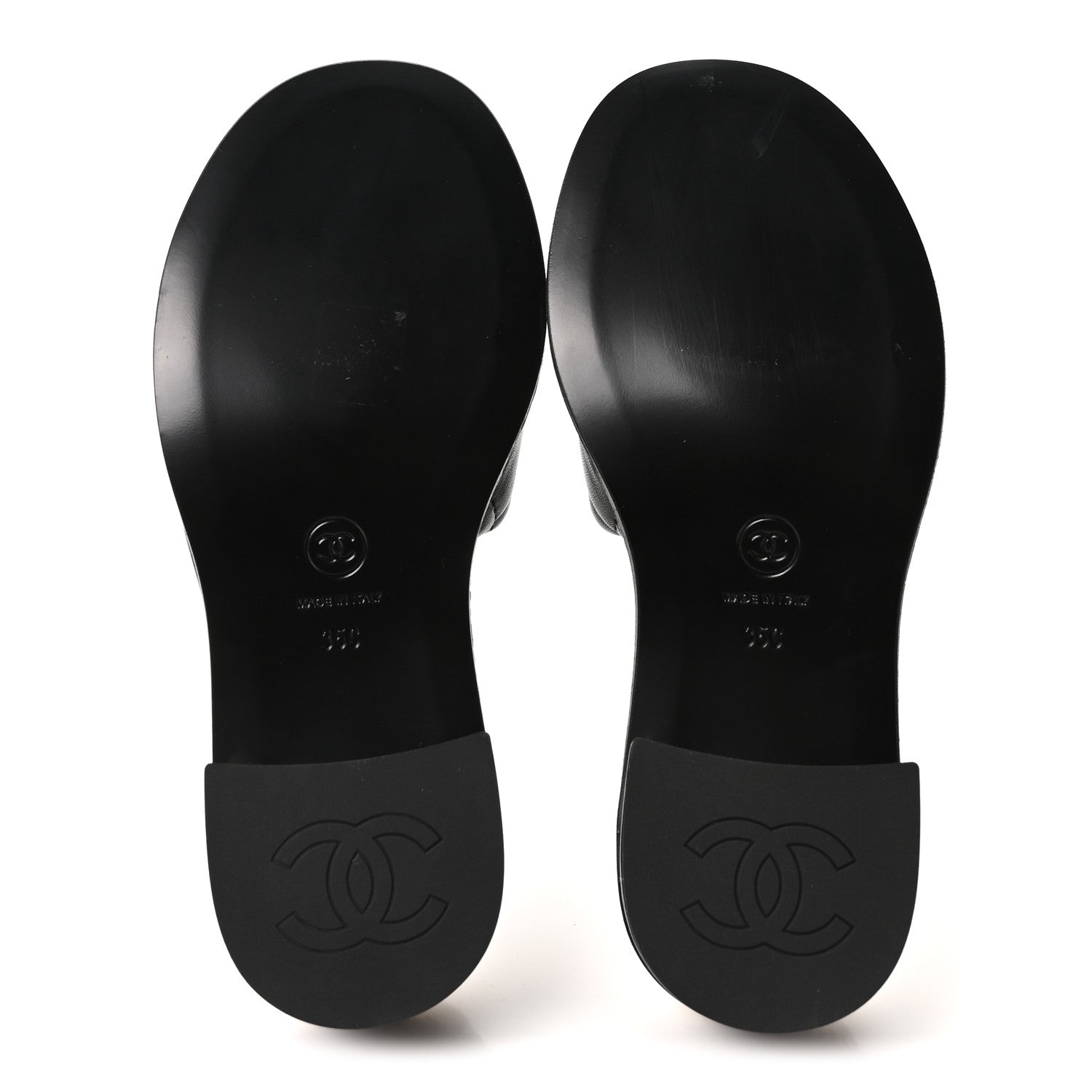 Chanel Lambskin Quilted CC Chain Mules 35 Black White 1836874