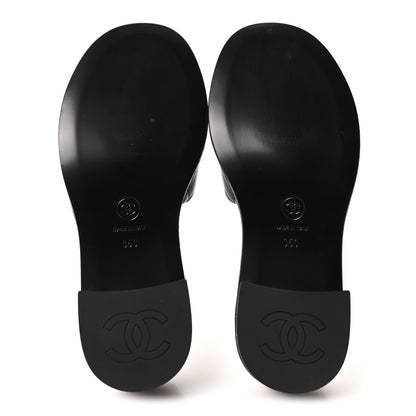 Chanel Lambskin Quilted CC Chain Mules 35 Black White 6 of 8