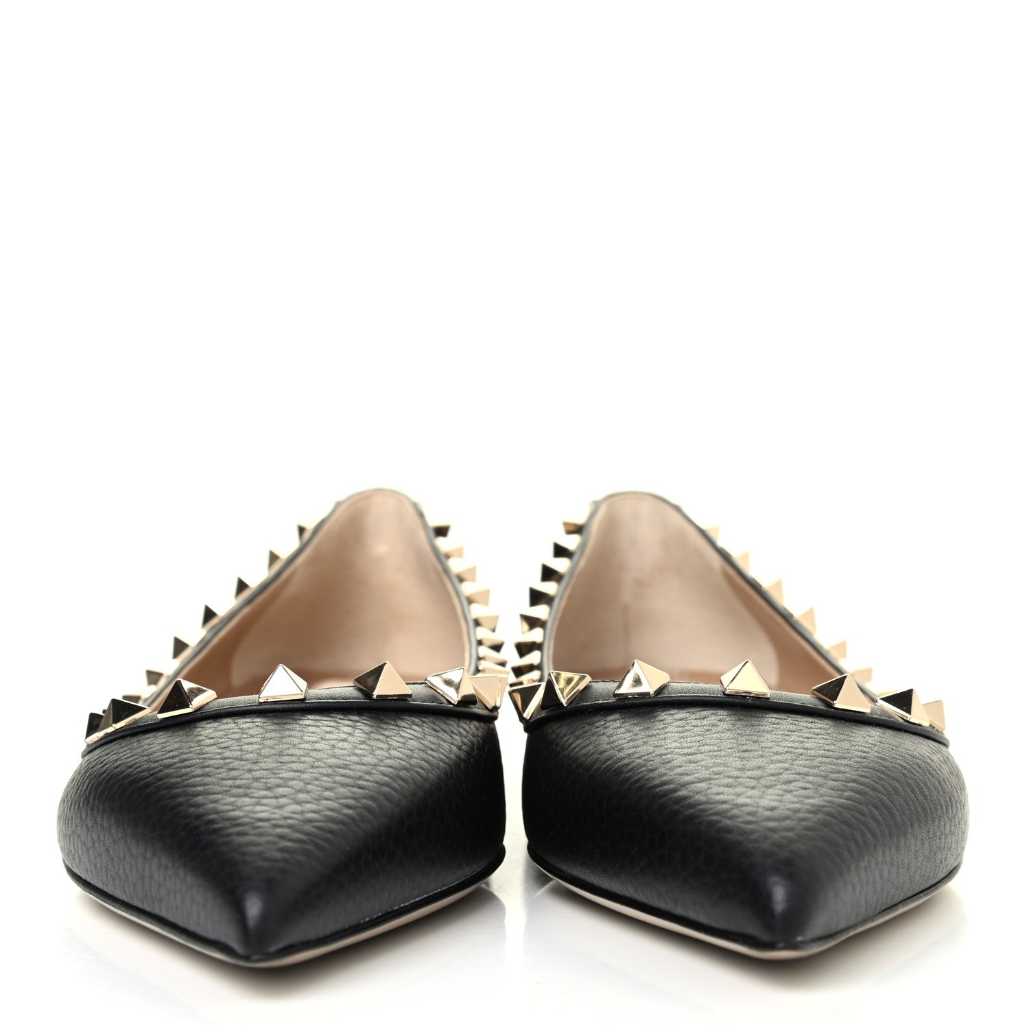 Valentino Garavani Pebbled Calfskin Rockstud Ballerina Flats 36 Black 2 of 4