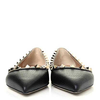 Valentino Garavani Pebbled Calfskin Rockstud Ballerina Flats 36 Black 2 of 4