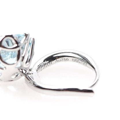 Christian Dior 18K White Gold Diamond Aquamarine Oui Drop Earrings 5 of 6