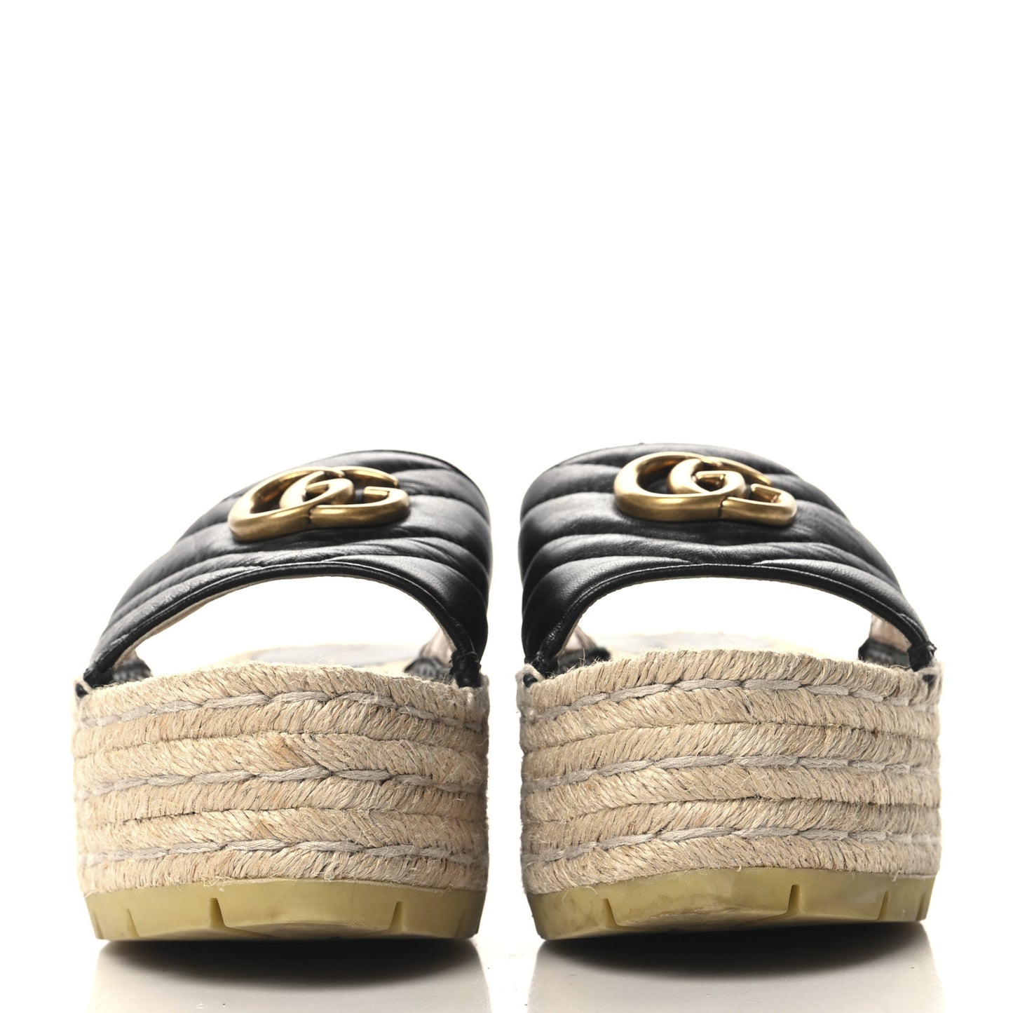 Nappa Matelasse GG Marmont Platform Espadrille Slide Sandals 36 Black