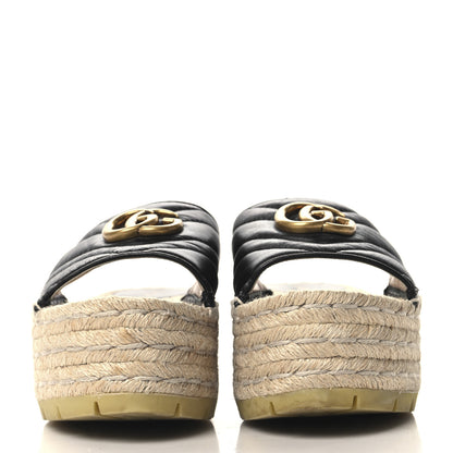 Gucci Nappa Matelasse GG Marmont Platform Espadrille Slide Sandals 36 Black 3 of 9