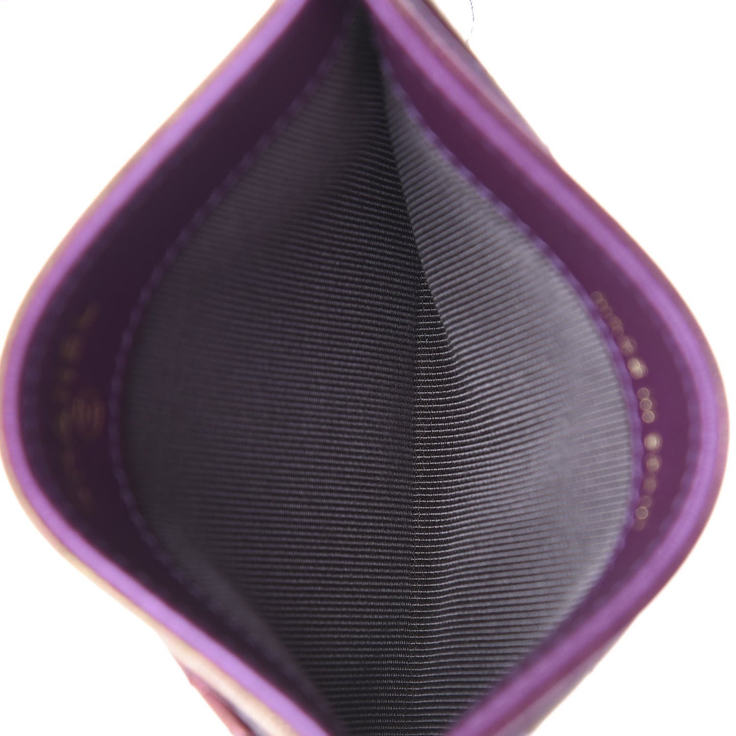 Iridescent Lambskin Quilted Card Holder Purple