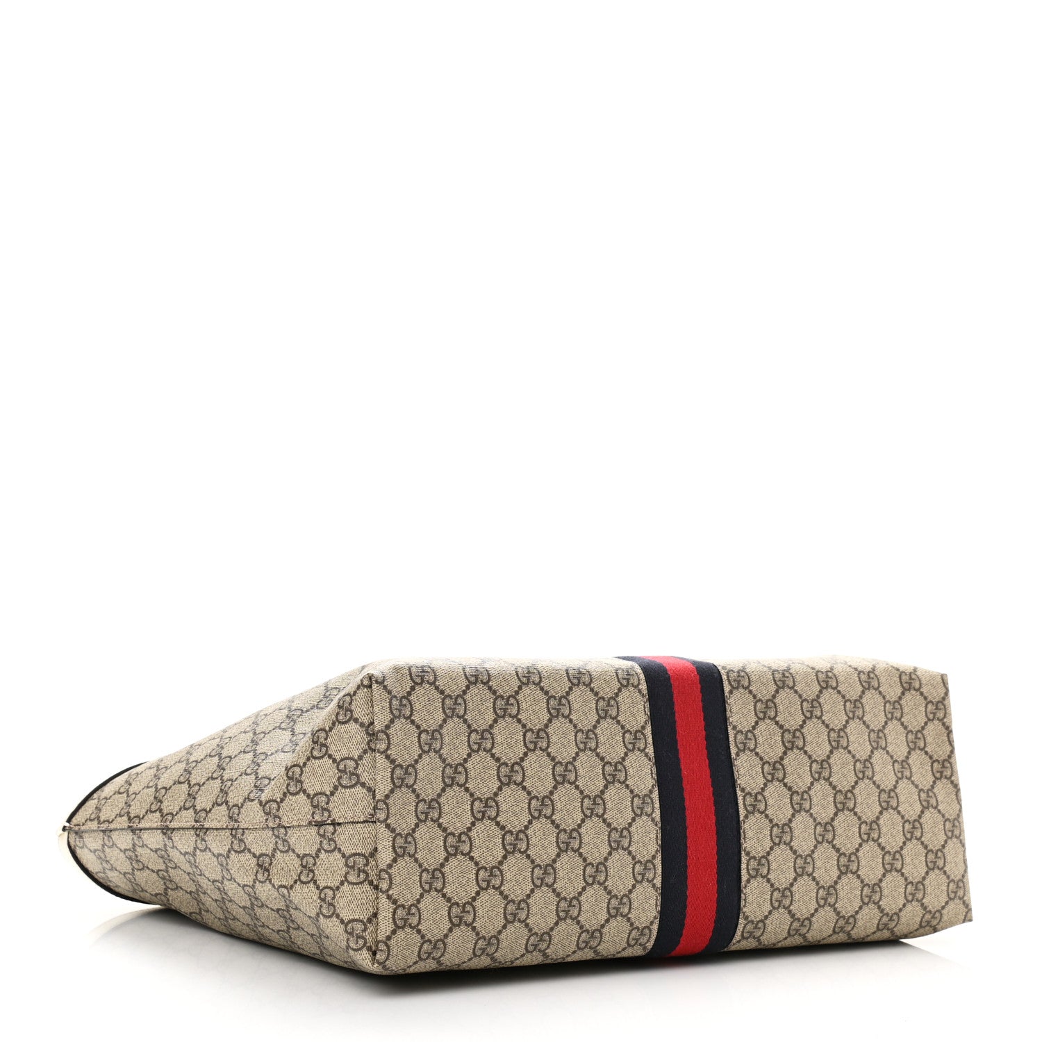 Gucci GG Supreme Monogram Textured Dollar Calfskin Web Medium Ophidia Shopping Tote Beige Ebony Mystic White 5 of 11