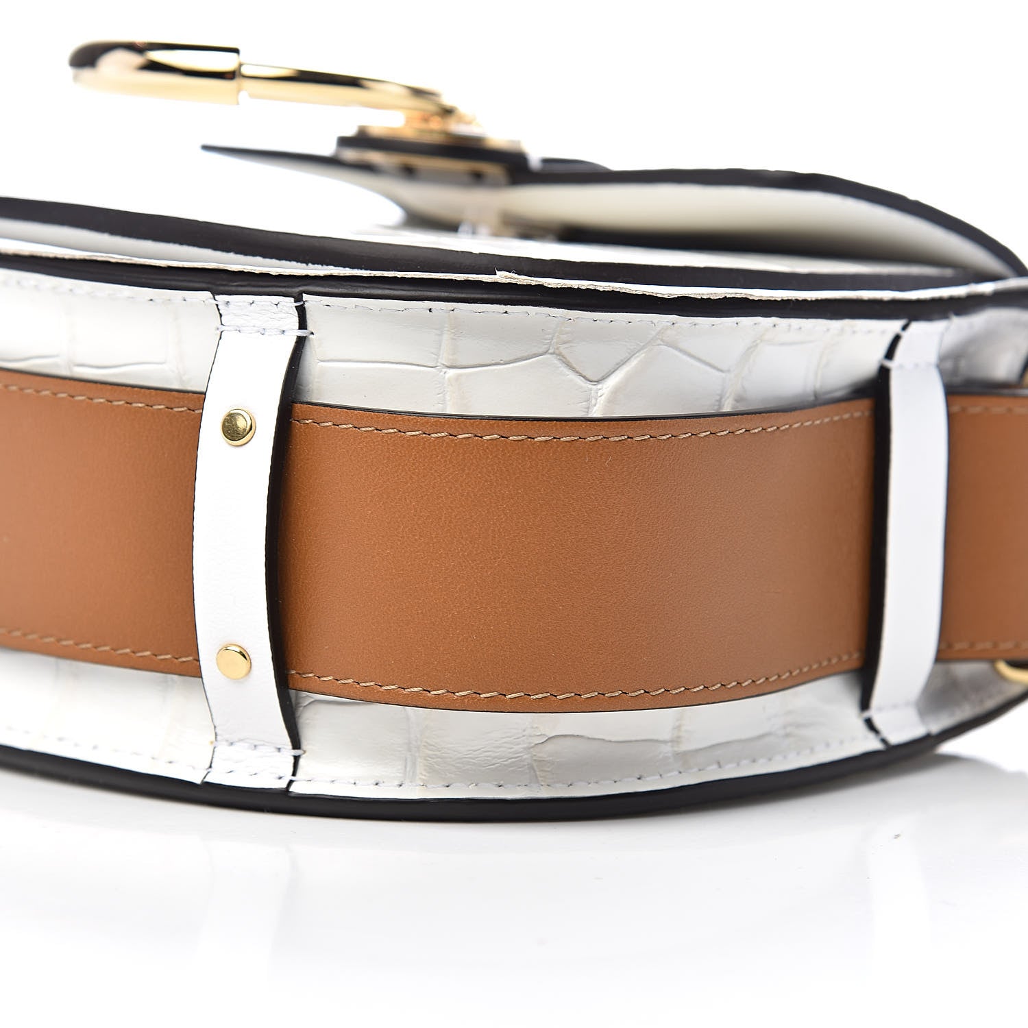 Chloe Calfskin Crocodile Embossed Small Tess Bag Brilliant White 9 of 10