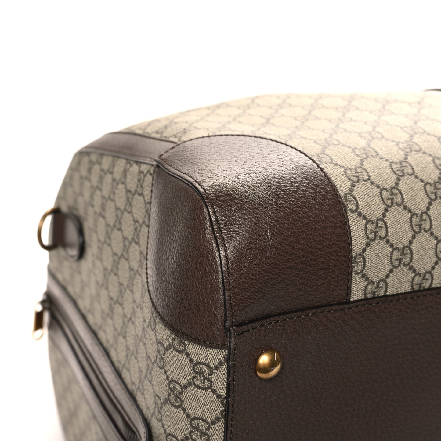 GG Supreme Monogram Textured Dollar Calfskin Web Large Savoy Duffle Bag Beige Ebony New Acero