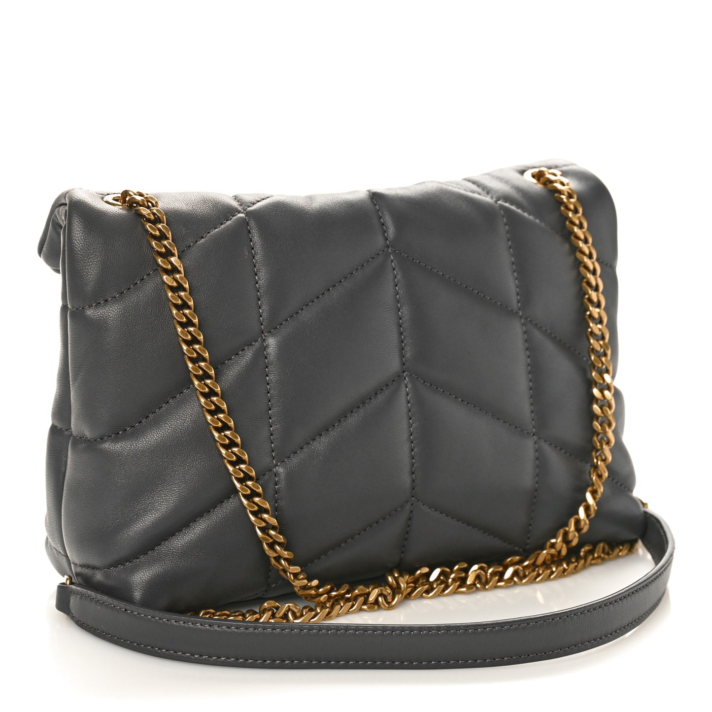 Lambskin Quilted Toy Loulou Puffer Monogram Chain Satchel Storm
