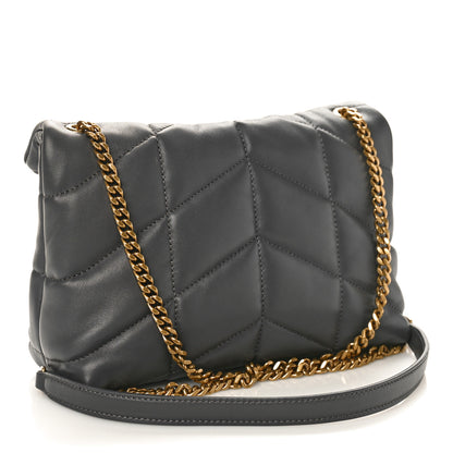 Saint Laurent Lambskin Quilted Toy Loulou Puffer Monogram Chain Satchel Storm 2 of 9