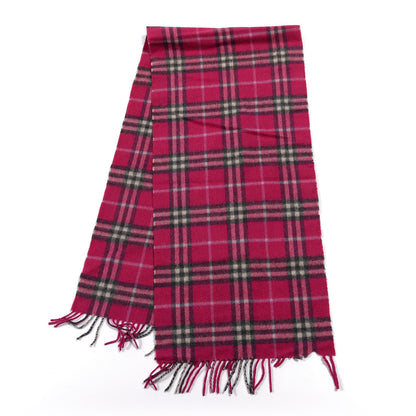Burberry Cashmere Vintage Check Fringe Scarf Fuchsia 2 of 4