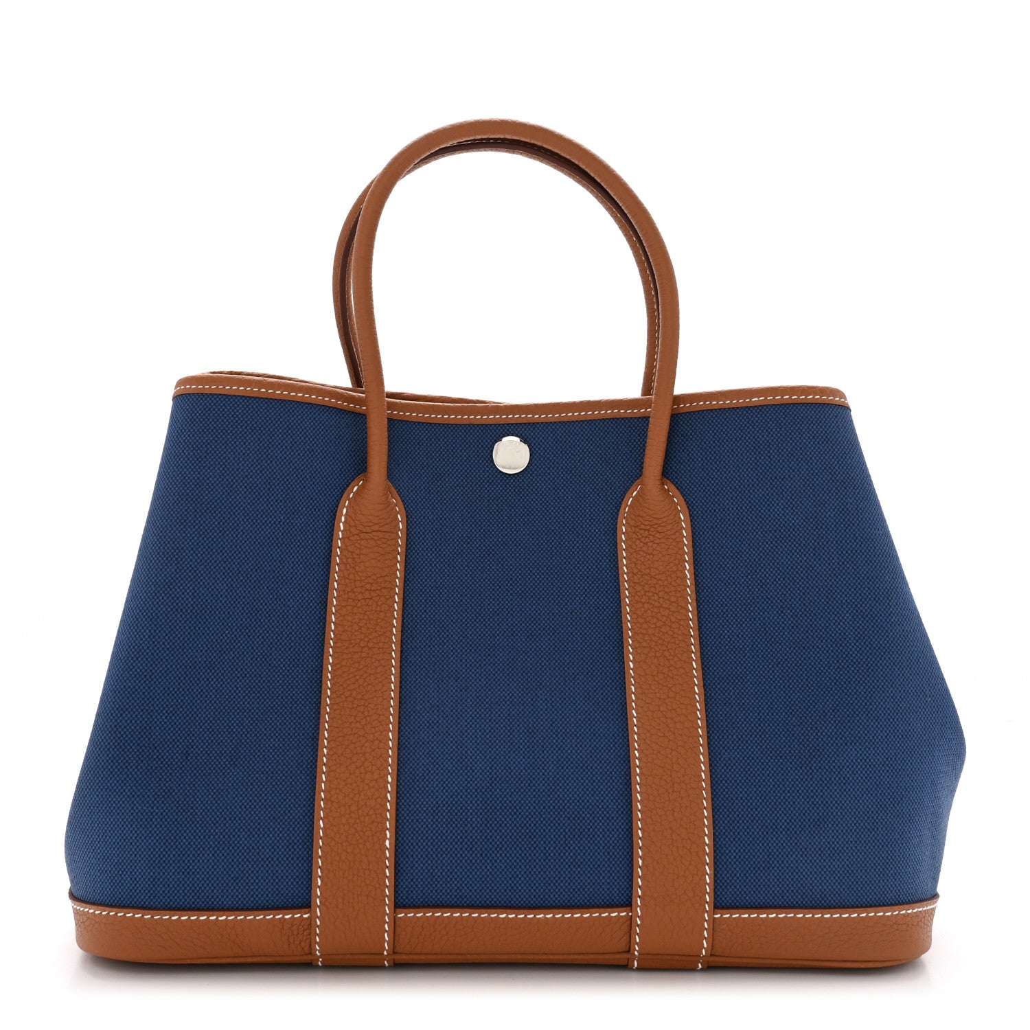 Hermes Toile Militaire Vache Country Garden Party Tote 30 Bleu France Gold 1 of 10