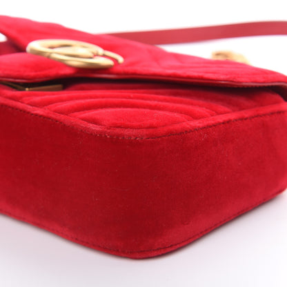 Gucci Velvet Matelasse Mini GG Marmont Shoulder Bag Hibiscus Red 9 of 9