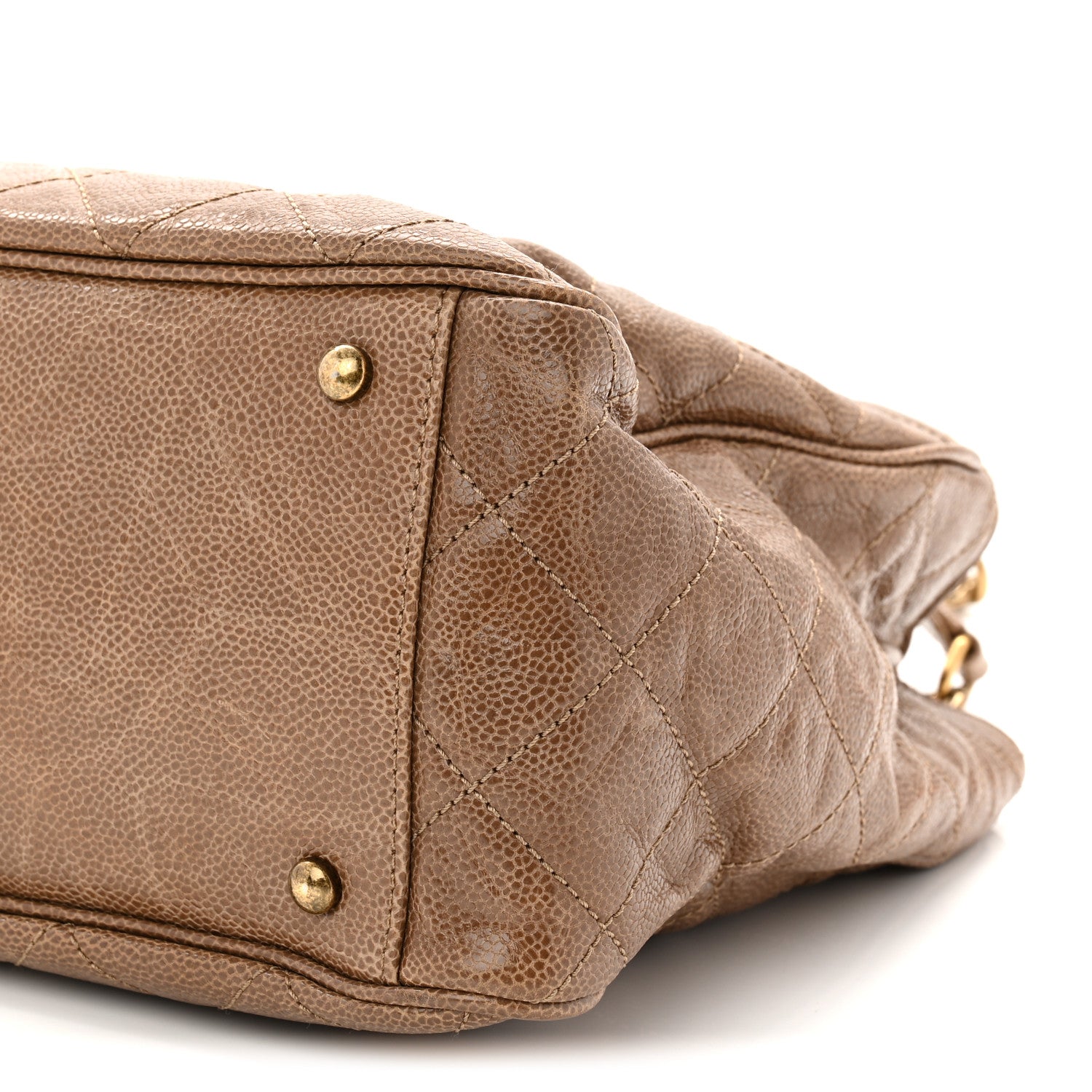 Chanel Glazed Caviar Quilted Small Shiva Tote Beige 10 of 10