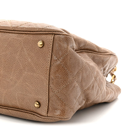 Chanel Glazed Caviar Quilted Small Shiva Tote Beige 10 of 10