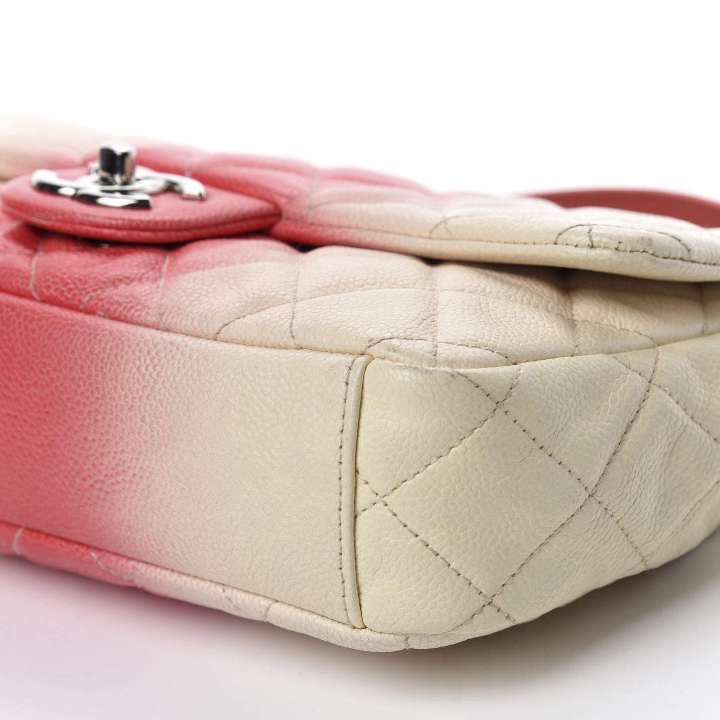 Caviar Quilted Ombre Medium Single Flap White Rose Pink