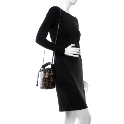 Fendi Vitello Liberty F is Fendi Bi-Color FF 1974 Embossed Mini Mon Tresor Bucket Bag Maya Black 2 of 9