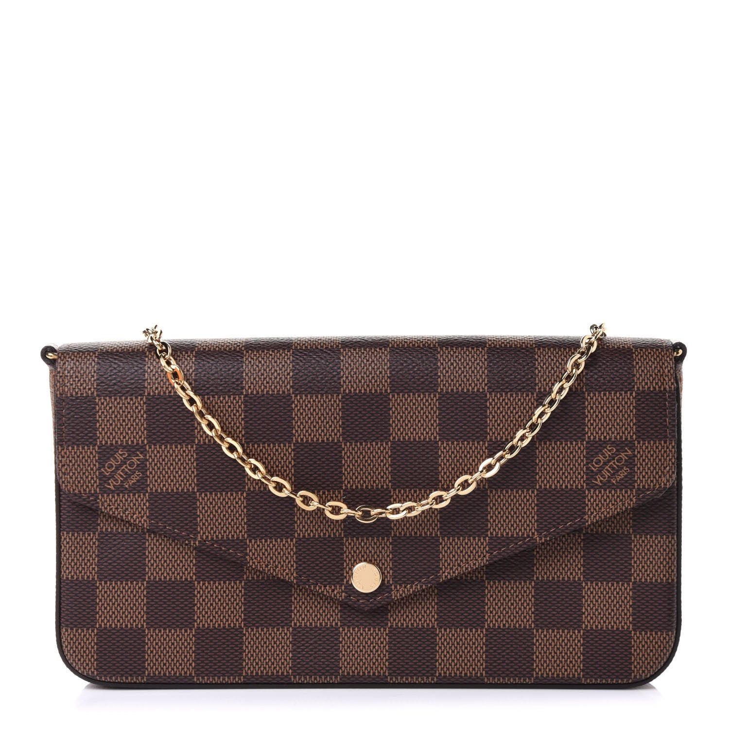 Louis Vuitton Damier Ebene Pochette Felicie Chain Wallet 1 of 10