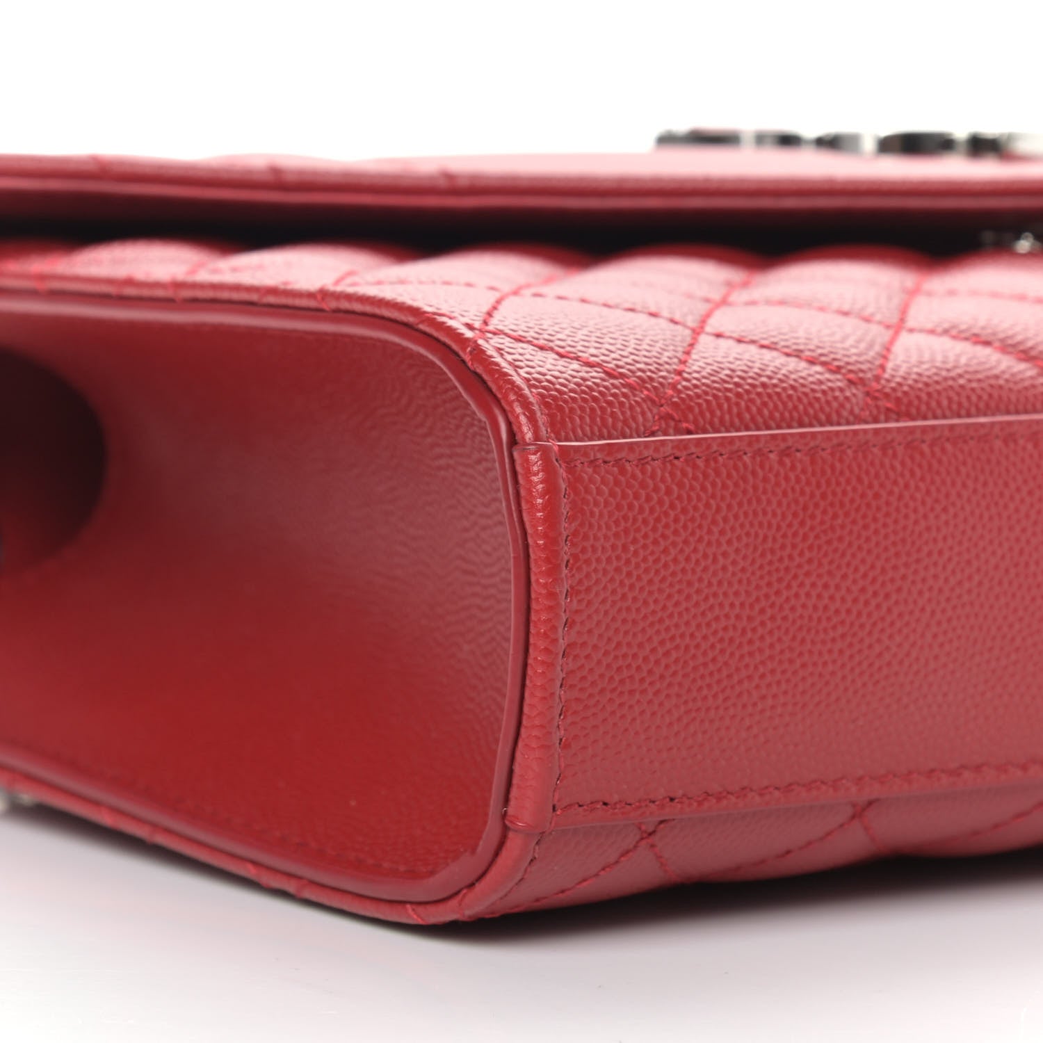 Saint Laurent Grain De Poudre Textured Mixed Matelasse Triquilt Medium Monogram Satchel Rouge Eros 7 of 8