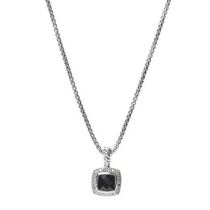David Yurman Sterling Silver Diamond Black Onyx 7mm Petite Albion Necklace 1 of 5