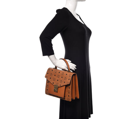 MCM Visetos Medium Patricia Pocket Satchel Cognac 2 of 10