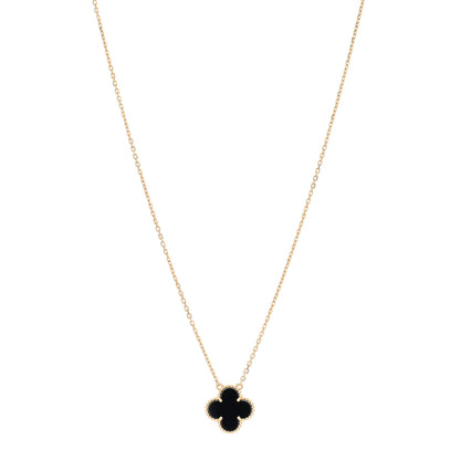 Van Cleef & Arpels 18K Yellow Gold Black Onyx Vintage Alhambra Pendant Necklace 1 of 5
