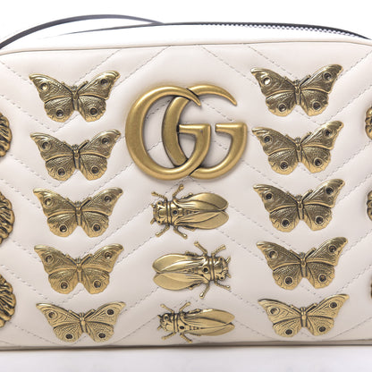 Gucci Calfskin Matelasse Animal Studs Small GG Marmont Chain Shoulder Bag White 10 of 10