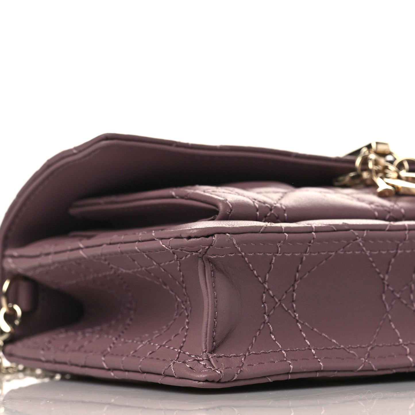 Lambskin Cannage Lady Dior Chain Pouch Purple