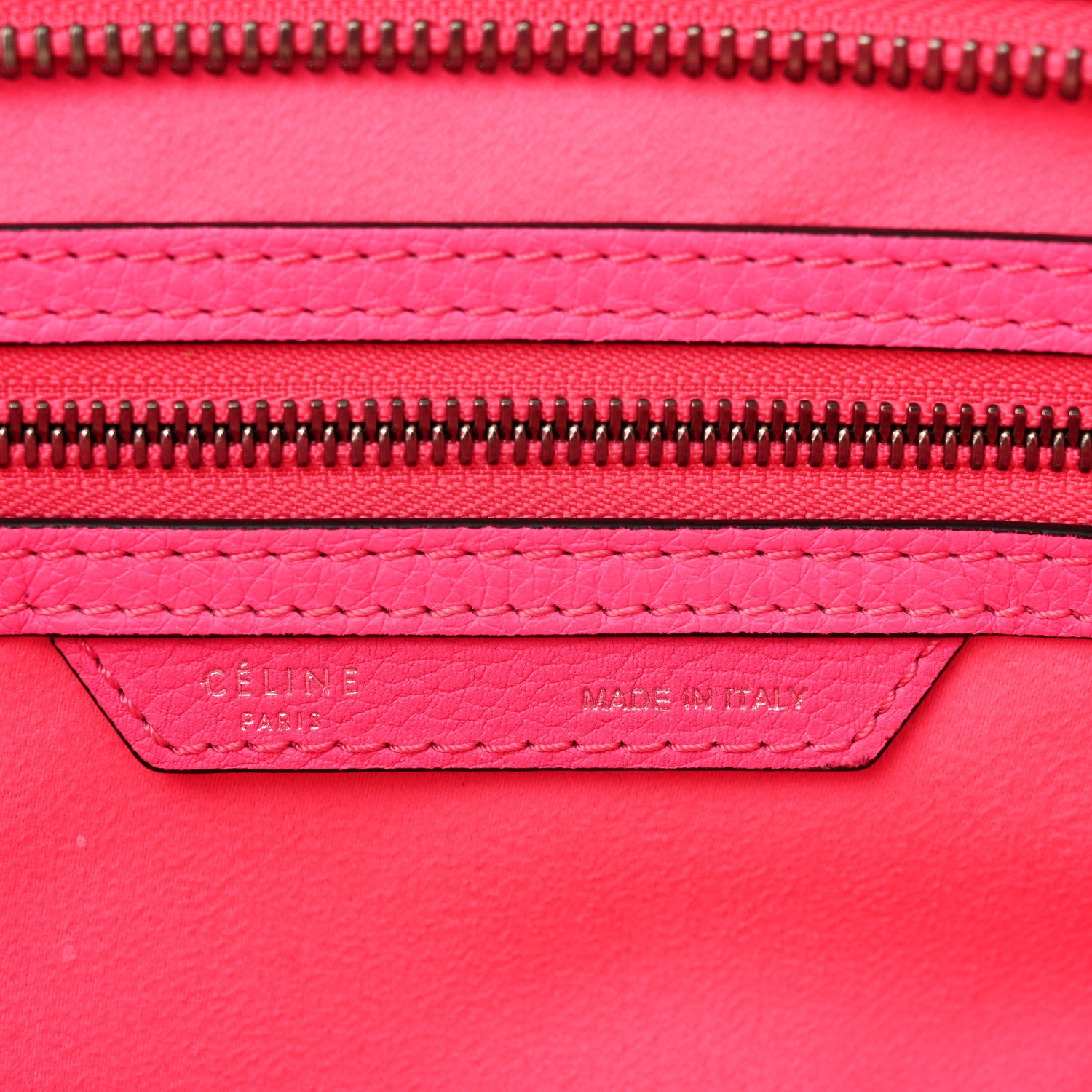 Celine Drummed Calfskin Mini Luggage Fluo Pink 6 of 10