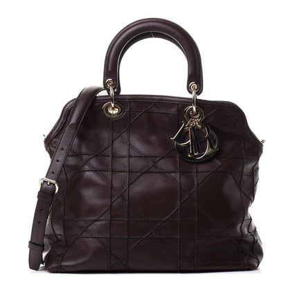 Christian Dior Lambskin Cannage Large Granville Tote Brown 1 of 4