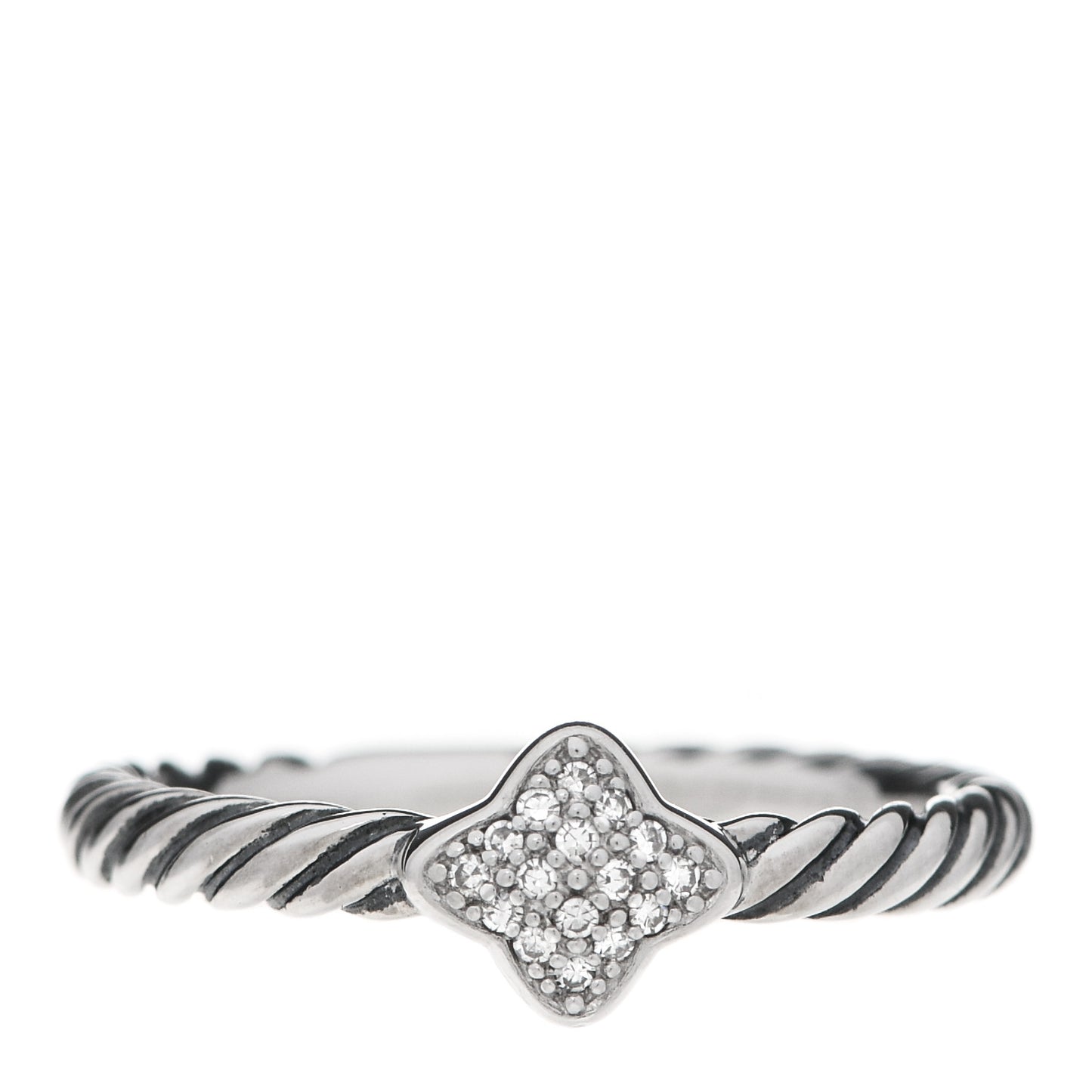 Sterling Silver Diamond Quatrefoil Ring 52 6