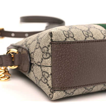 Gucci GG Supreme Monogram Textured Dollar Calfskin Web Small Ophidia Dome Shoulder Bag Beige Ebony New Acero 9 of 10