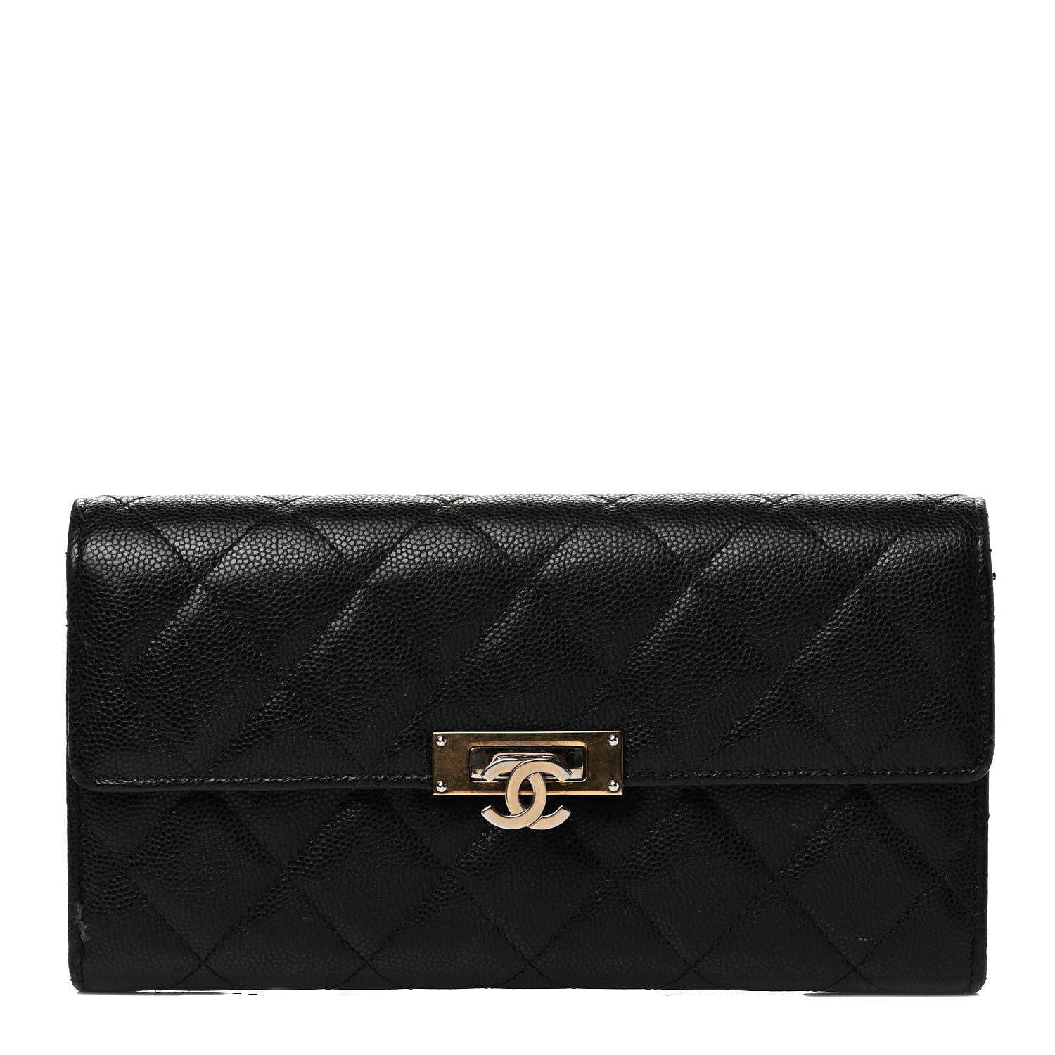 Chanel Caviar Quilted Large Golden Class Gusset Flap Wallet Black 1 of 7