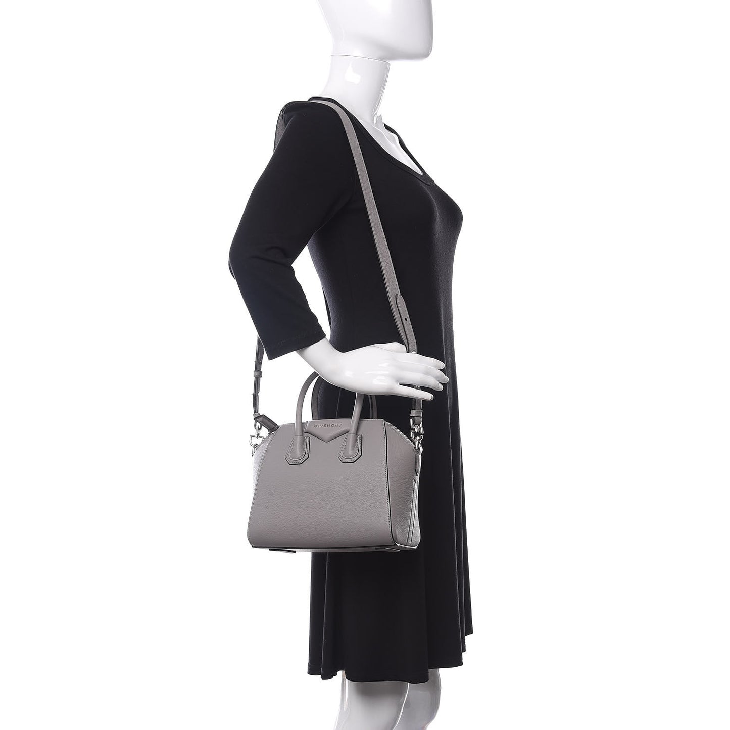 Sugar Goatskin Mini Antigona Pearl Grey