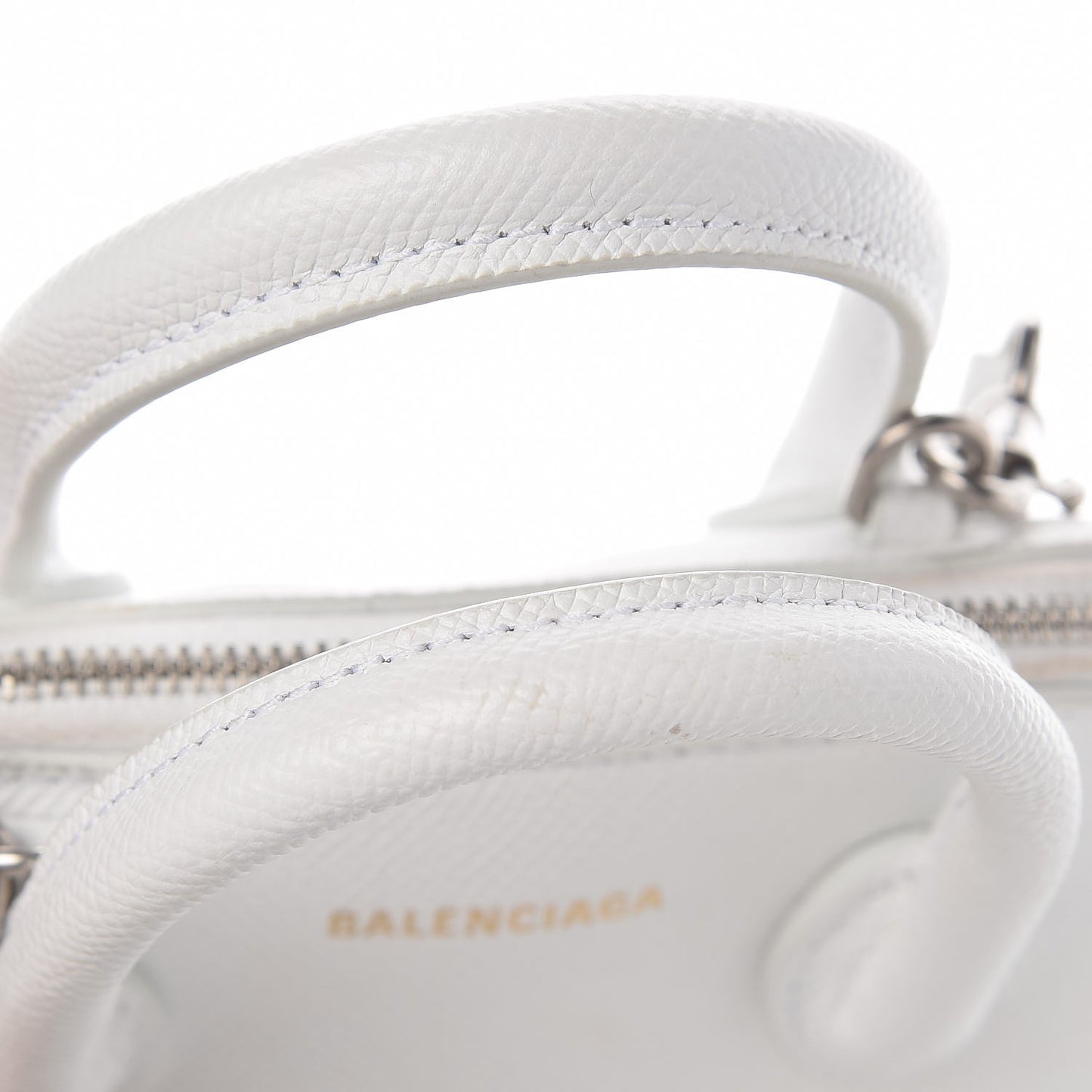 Grained Calfskin XXS Ville Top Handle Bag White Black