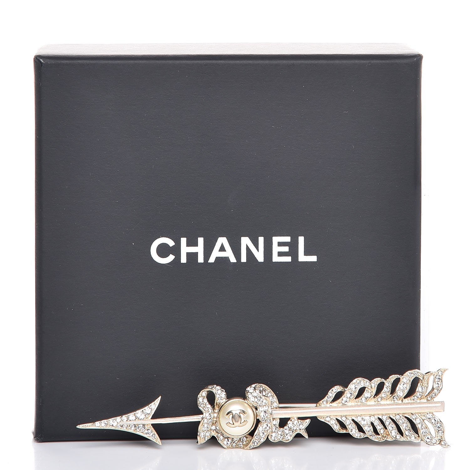 Chanel Crystal Pearl CC Arrow Brooch Gold 5 of 5