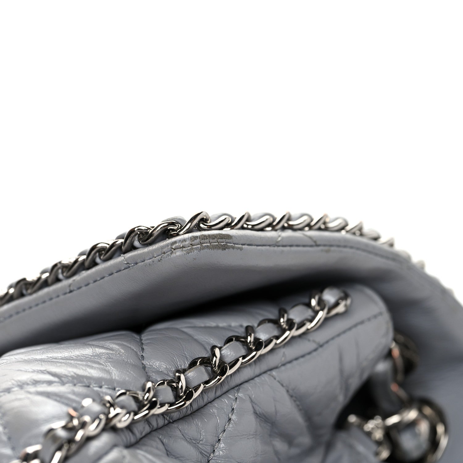 Chanel Crumpled Calfskin Medium Chain All Over Flap Grey 13 of 16