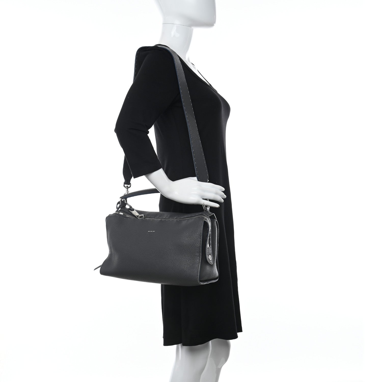 Fendi Cuoio Romano Selleria Lei Boston Tote Asfalto 2 of 11