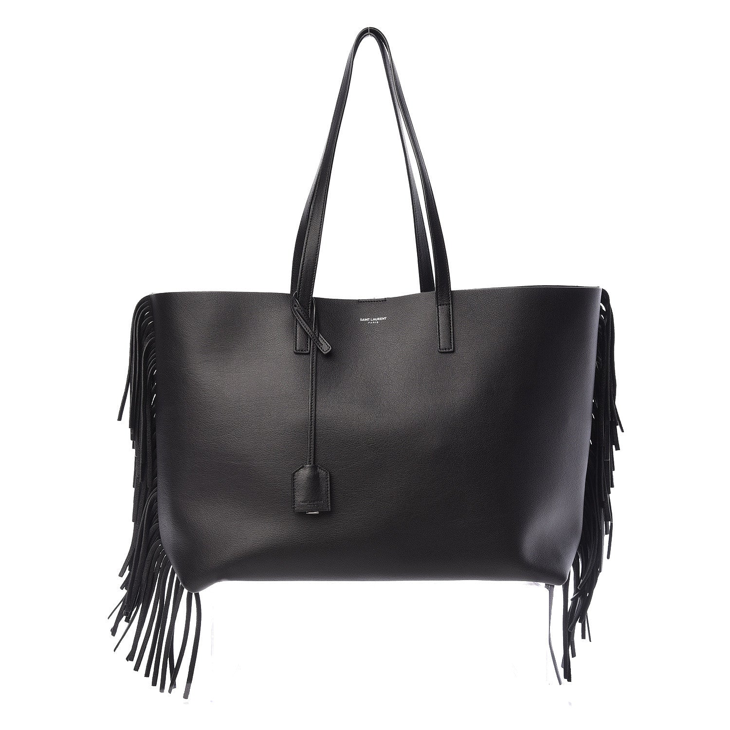Saint Laurent Calfskin Large Fringe Shopping Tote Black 3 of 11